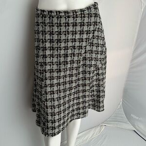 Versai black multicolor tweed textured lined midi skirt